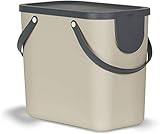 Rotho Albula Mülltrennungssystem 25l für die Küche, Kunststoff (PP) BPA-frei, cappuccino/anthrazit, 25l (40,0 x 23,5 x 34,0 cm)