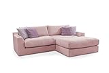 CAVADORE Ecksofa Fiona / Mega L-Sofa in Cord mit tiefen Sitzflächen und weicher Polsterung / Cordsofa / 277 x 90 x 199 / Cordstoff Altrosa