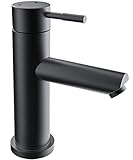 Aoufottes, Wasserhahn Bad Schwarz Armatur,Warmes und Kaltes Waschbecken Einhebelmischer,Waschtischarmatur mit 40cm,Anschlussschlauch für Aufsatzwaschbecken