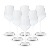 AMZ BETTER BRYNA - Set 6 Stück Weingläser 33 Cl aus Polycarbonat (Hartkunststoff), 100% italienisches Design, Unzerbrechliche Gläser, Wiederverwendbare und Spülmaschinenfeste Weingläser, Weiß