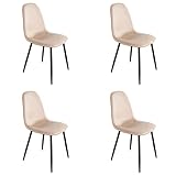 PoleWolf | Esszimmerstuhl | Samt Material | Sitzhöhe 48 cm | Sand weiß | Blossom | 4er Set | Stilvolles Möbel Interieur