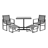 GMD Living Balkongruppe Set Alabama inkl. 1 Tisch, 2 Stühle, 2 Hocker Gestell schwarz/Bespannung anthrazit