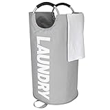 Amazon Brand – Eono 90L Großen Faltbare Wäschekörbe, Zusammenklappbaren Wäschesäcke, Kleider Tasche -Grau, L, EINWEG