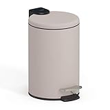 stardis 3 Liter Treteimer Edelstahl Taupe matt mit Absenkautomatik Klappdeckel leise schließend Softclose mit Inneneimer Kosmetikeimer Mülleimer Abfalleimer Badezimmer
