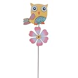 89,9 cm Sonnenblumen-Windspiel, Metall-Windräder mit Pfahl, Outdoor-Dekorative Blumenskulpturen Spinner mit Eule, Sonnenblumen-Windspiel für Hof und Garten (gelb)