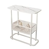 Sofa-Beistelltisch, sehr schmales Eisenregal, Rock-Slab-Arbeitsplatte, Wohnzimmer-Sofa-Naht-Couchtisch, Aufbewahrungs-Sideboard, Rock-Slab-Beistelltisch (Farbe: Weiß, Größe: 50 x 30 cm)