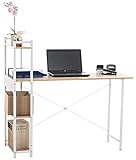 CLP Schreibtisch Poe I Bürotisch Mit Stauraum I Computertisch Mit Regalen I Laptoptisch Im Industrial Look, Farbe:Natura