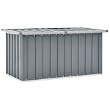 FIRBNUS Aufbewahrungsbox Groß 129x67x65 cm Gartenbox mit Klappdeckel Auflagenbox Gartentruhe Kissenbox Box mit Deckel Gartenboxen Gartenschrank Storage Boxes Grau Verzinkter Stahl