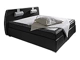 Atlantic Home Collection REX Boxspringbett, 7-Zone Taschenfederkern, Härte H3, Schwarz, 180 x 200 cm