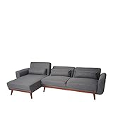 Mendler Sofa HWC-J20, Couch Ecksofa, L-Form 3-Sitzer Liegefläche Schlaffunktion Stoff/Textil - anthrazit-grau