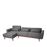 Mendler Sofa HWC-J20, Couch Ecksofa, L-Form 3-Sitzer Liegefläche Schlaffunktion Stoff/Textil - anthrazit-grau