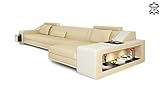 Bullhoff by Giovanni Capellini Ecksofa Leder Eckcouch Creme beige/weiß Sofa L-Form Wohnlandschaft Ledercouch mit LED-Licht Berlin III