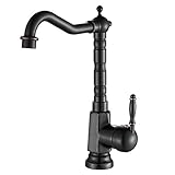 SHUNLI Spültischarmatur Küche aus Messing,Ölgeriebene Bronze Schwarz Küchenarmatur Armatur,Antik Retro Einhebel Wasserhahn für Küche/Badezimmer,360 Grad Drehen Hoher Auslauf