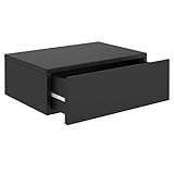 CARO-Möbel Wandregal hängende Nachtkommode Wandboard Nachttisch mit 1 Schublade schwebend, grifflos, in schwarz