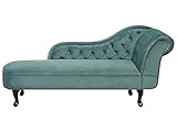 Beliani Retro Chaiselongue Samtstoff rechtsseitig mintgrün Nimes