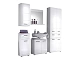 trendteam smart living Badezimmer 5-teilige Set Kombination Skin Gloss, 200 x 182 x 31 cm in Weiß Hochglanz mit viel Stauraum