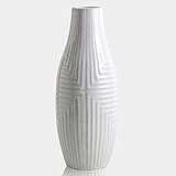 hjn Weiße Keramikvase – moderne Vase für Tafelaufsätze, Vasen für Ihre Küche, Schlafzimmer, Büro, Wohnzimmer und Badezimmer, Regaldekoration, Boho-Dekor, weiße Vase, 35,1 cm hoch