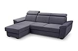 MOEBLO Sofa mit Schlaffunktion und Bettkasten, Couch für Wohnzimmer, Schlafsofa Federkern Sofagarnitur Polstersofa Wohnlandschaft mit Bettfunktion - Alano (Grau, Ecksofa Links)