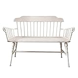HASMI Grand Patio Gartenbank Outdoor Garden Bank Schmiedeeisen Hof Doppelstuhl Retro Distressed Balkon Lounge Bank mit Rückenlehne, milchig weiß für Garten Park Balkon