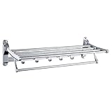 Badezimmer, Faltbarer Handtuchhalter, mutifunktionales Badezimmerregal, Space-Aluminium-Duschtuchhalter, wandmontiertes Doppelschicht-Rack, nagelfreier Kleber oder Stanzmontage/Silber Everything is
