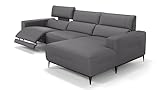 sofanella - Ecksofa Teramo Ledersofa Eckgarnitur Eckcouch - Grau M: 324 Breite x 101 Tiefe