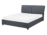 Designer Polsterbett grau Leinenoptik 140 x 200 cm Stoffbett Doppelbett Belfort