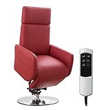 Cavadore TV-Sessel Cobra / Fernsehsessel mit 2 E-Motoren, Akku und Aufstehhilfe / Relaxfunktion, Liegefunktion / Ergonomie L / 71 x 112 x 82 / Echtleder Rot