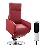 Cavadore TV-Sessel Cobra / Fernsehsessel mit 2 E-Motoren, Akku und Aufstehhilfe / Relaxfunktion, Liegefunktion / Ergonomie L / 71 x 112 x 82 / Echtleder Rot