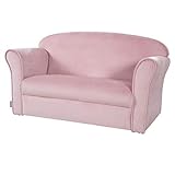 roba Kindersofa Lil Sofa mit Armlehnen für Mädchen und Jungen - Bequeme Kindercouch - Samtstoff rosa - Sitzmöbel für Baby & Kinderzimmer