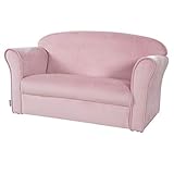 roba Kindersofa Lil Sofa mit Armlehnen für Mädchen und Jungen - Bequeme Kindercouch - Samtstoff rosa - Sitzmöbel für Baby & Kinderzimmer