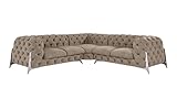 S-Style Möbel Rocky Ecksofa 5-Personen Eckcouch Chesterfield-Ecksofa Sofa Wohnzimmer Lounge Couch mit verchromten Füßen Möbel Freistehende Polster Sofas & Couches Creme 267x73x267cm