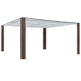 Outdoor Living Pavillon mit Dach Poly Rattan 400x400x200 cm Braun und Creme