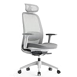 MELOKEA Bürostuhl ergonomisch, Adaptives Fahrwerk, Gegendruck zum Entriegeln der Neigung, Vier arretierbare Winkel von 90° bis 135°, von einem Team von Mailänder CB-Designern, Grau