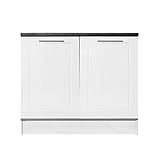 Spülenunterschrank Küche weiß Hochglanz Valenzia 2 Küchenschrank Metall 100 cm
