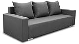 Bonni Schlafsofa Burgos, Sofa mit Bettkasten und Schlaffunktionn, Klappsofa, Schlafcouch, Bettsofa, Couch vom Hersteller,Couch, Couchgarnitur, Sofagarnitur (Graphit)