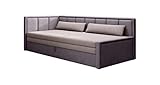 all4all Jugendbett Jugendsofa Kinderbett Kindersofa Falco 80x200 für Jugendzimmer Polsterbett Schlafsofa Ausziehbar Funkionsbett Jungen Mädchen für Kinder Links Rechts 23 (Poco 101/Poco 41, Links)