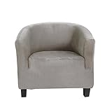 FZ FUTURE Samt Sesselbezug Stretch Weich Universal-Sesselschoner Sesselhusse für Cocktailsessel Waschmaschinenfest rutschfest Sofa Möbelschutz für Clubsessel Loungesessel,Silver Gray