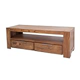 Invicta Interior Massives TV-Board MAKASSAR 130cm Schubladen Sheesham Lowboard TV Schrank Holz