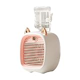 kowaku Tragbare Luft, Persönliche Mini Klimaanlage, 3 in 1 Mini Verdunstungsklimaanlage, Luftbefeuchter, 3 Geschwindigkeiten, Desktop Lüfter für Zuhause, Sch, ROSA