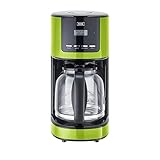 KHG Kaffeemaschine KA-184 (L) in Grün, 12 Tassen, 1,5L, 900W, Abschaltautomatik, Permanentfilter, Glaskanne und Filterhalter spülmaschinengeeignet, Timer-Funktion, LCD-Display, Tropfstopp