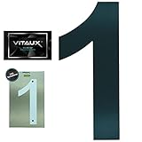 VITAUX® Hausnummer anthrazit [H=20cm] RAL 7016 inkl. Schablone mit Wasserwaage-Funktion | Hausnummernschild aus massivem Stahl [Stärke=2mm] Hausnummern Schrift Arial | Ziffer 1