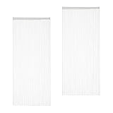 DbHFgjMN Dekorative Fadengardine 2 X Fadenvorhang Fadengardine Kürzbar Fadenstore Weiß Stangendurchzug 90 X 245cm