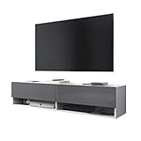 Selsey Wander – TV-Lowboard/TV-Schrank in Weiß Matt/Grau Hochglanz hängend 140cm