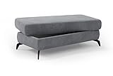 CAVADORE Stauraum-Hocker Bounce / Polsterhocker mit Staufach, Cord-Bezug und Metallfüßen in Mattschwarz / 121 x 45 x 67 / Breitcord, Grau