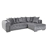 riess-ambiente.de Modernes XXL Ecksofa DECADENCIA 319cm Silbergrau Samt inkl. Kissen Eckcouch Sofa mit Samtbezug Couch