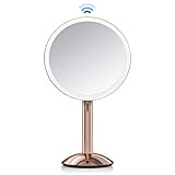 HIBELLA Glamirror Kosmetikspiegel mit Beleuchtung, Kosmetikspiegel 5 Fach, Vergrößerungsspiegel mit Licht, vollständiger 360° Lichtring. Kabellos, Wiederaufladbar, Abnehmbar für Zuhause und Unterwegs