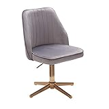 Wohnling Schreibtischstuhl Grau Samt Design Drehstuhl mit Lehne | Schalenstuhl 120 kg Höhenverstellbar | Arbeitsstuhl ohne Rollen | Stuhl Schreibtisch Home-Office Drehbar