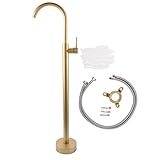Freistehender Badewannen-Wasserhahn, Europäischer Stil, Messing, Edelstahl, Ohne Loch, Bodenständer-Wasserhahn Für Säulenwaschbecken(#5)