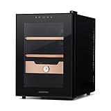 Klarstein El Presidente Zigarren Humidor - thermoelektrischer Humidor Schrank mit Glastür, Humidor Befeuchter mit Einschüben aus Zedernholz, Hygrometer, LED-Innenbeleuchtung, 37 Liter, schwarz