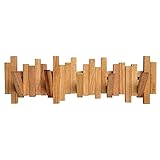 edihome, Garderobenleiste Holz, Wandhaken, Garderobe, Kleiderhaken, Garderobenhaken, 100% Naturholz, 5 Klappbaren Haken, Innovatives Design (Hellbraun)